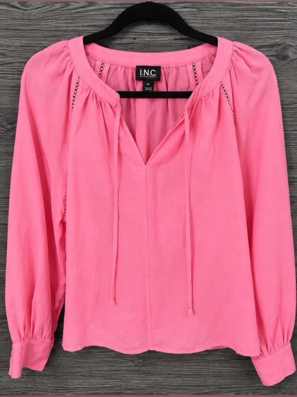 INC International Concepts Bright Coral Pink Peasant Top